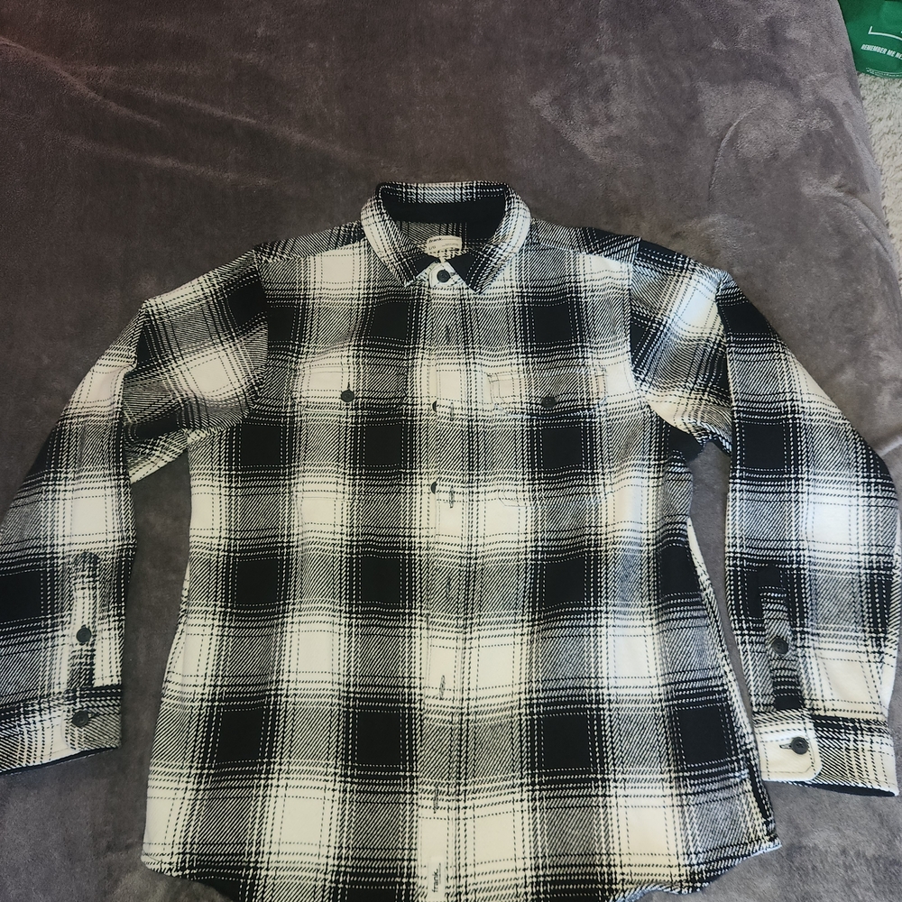 Frank And Oak Black and White Plaid Men's Shirt